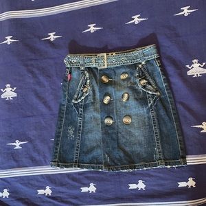 Y2K European Denim Skirt with Matching Belt  S
